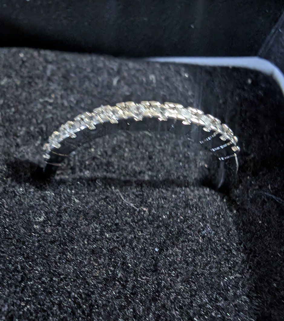 Silver Tone Diamond Accent Eternity Band Ring