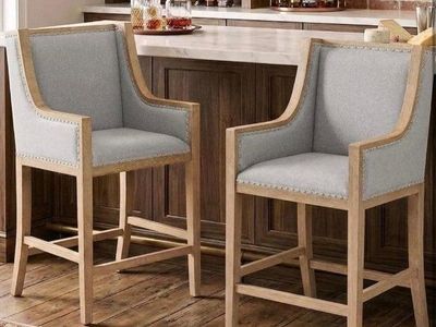 Brand New Gray Linen Bar Stools – $160 for the Set of 2 $160