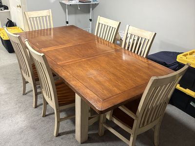 Wood Kitchen Table With Leaf And 6 Chairs