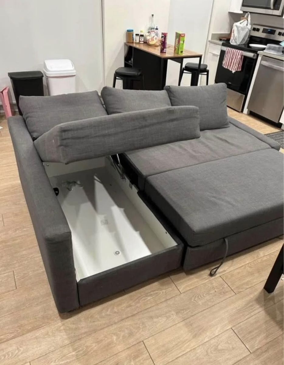 IKEA FRIHETEN Sleeper Sofa with Storage, Gray Sectional Couch