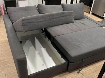 IKEA FRIHETEN Sleeper Sofa with Storage, Gray Sectional Couch
