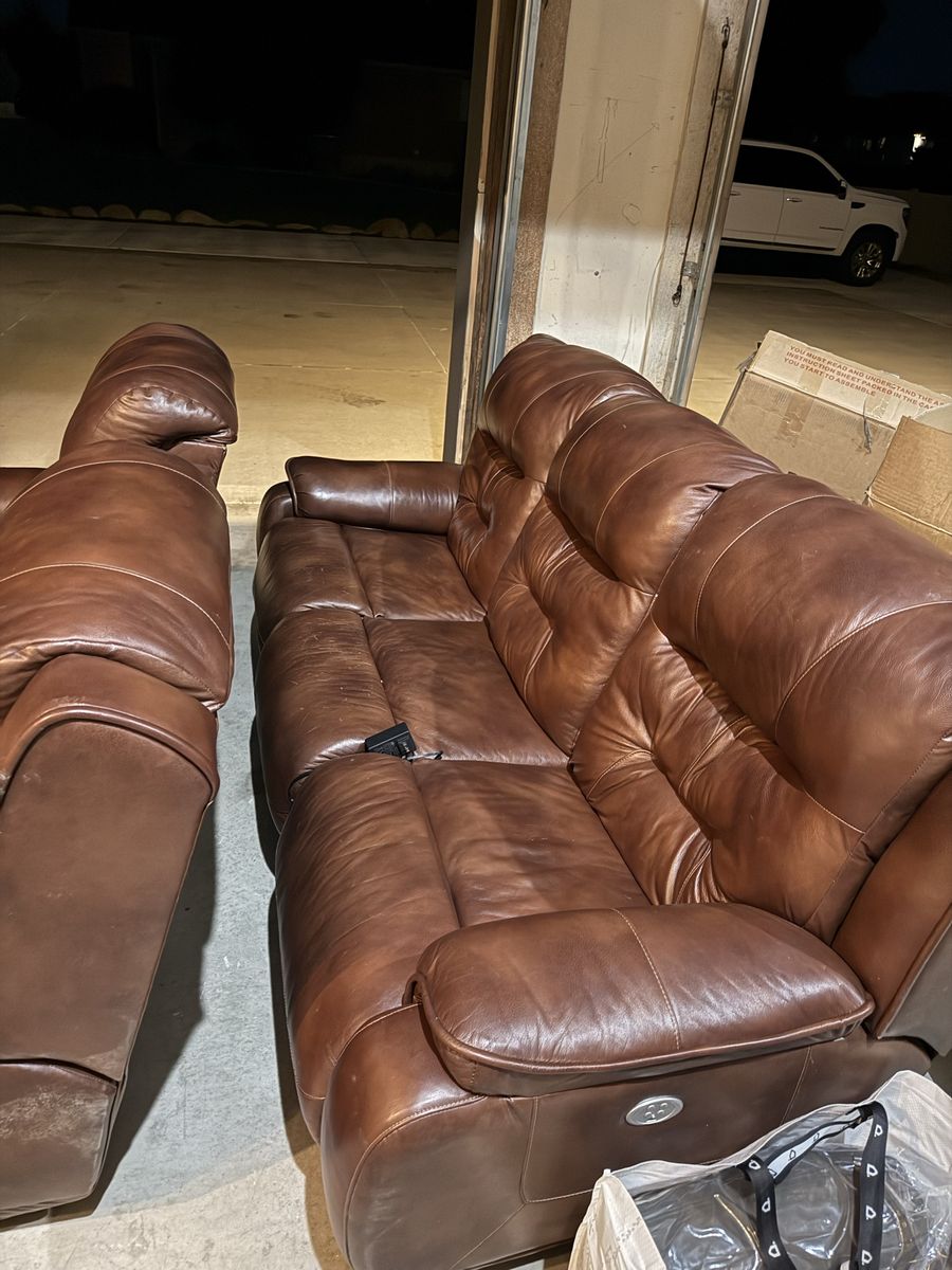 Real Leather Dual Electric Recliners