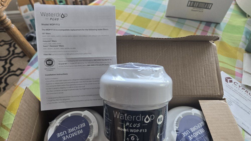 Waterdrop Plus Refrigerator Water Filter 3-Pack Model WDP-F13 GE MWF Replacement