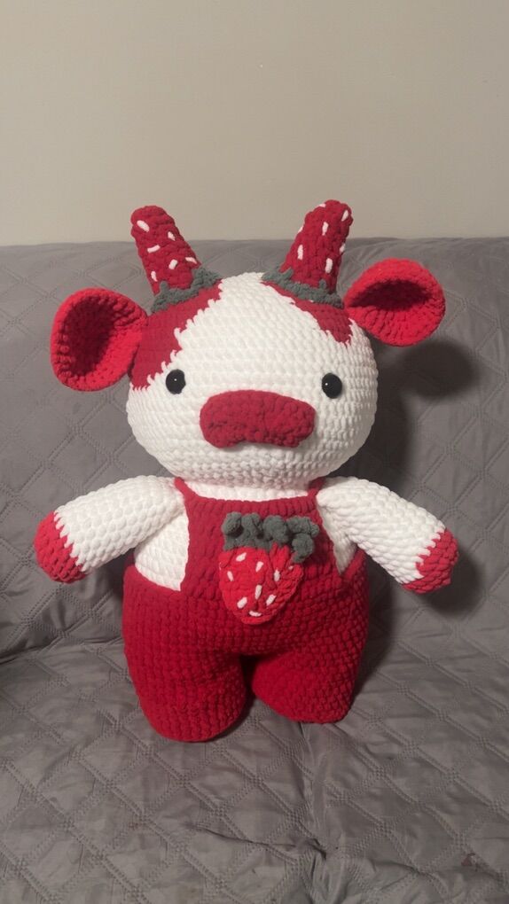 Jumbo Strawberry Crochet Cow
