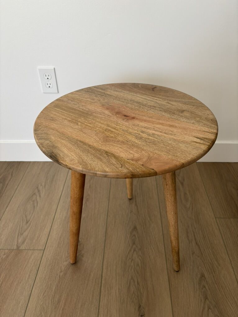 Solid Mango Wood Side Table – Mid-Century Style