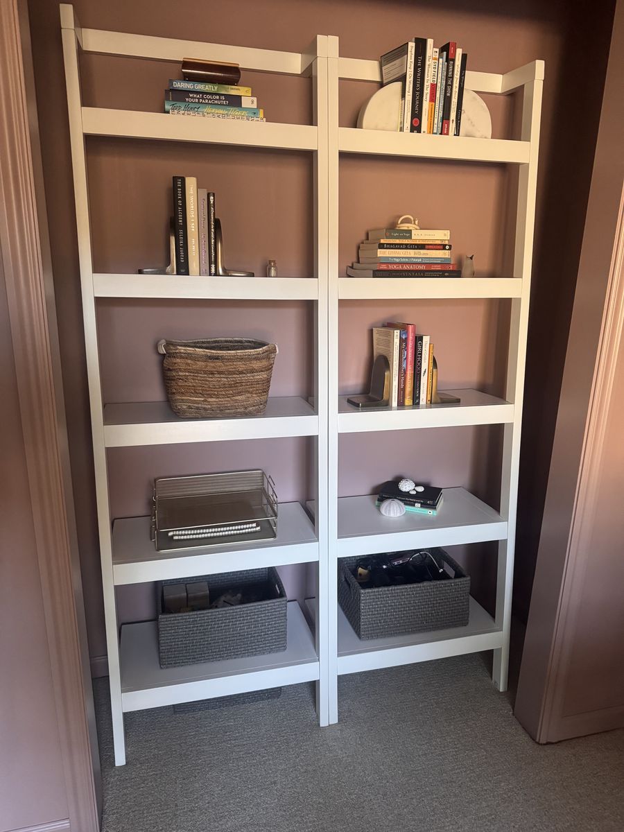 Crate & Barrel Sawyer Leaning Bookcases (Pair)