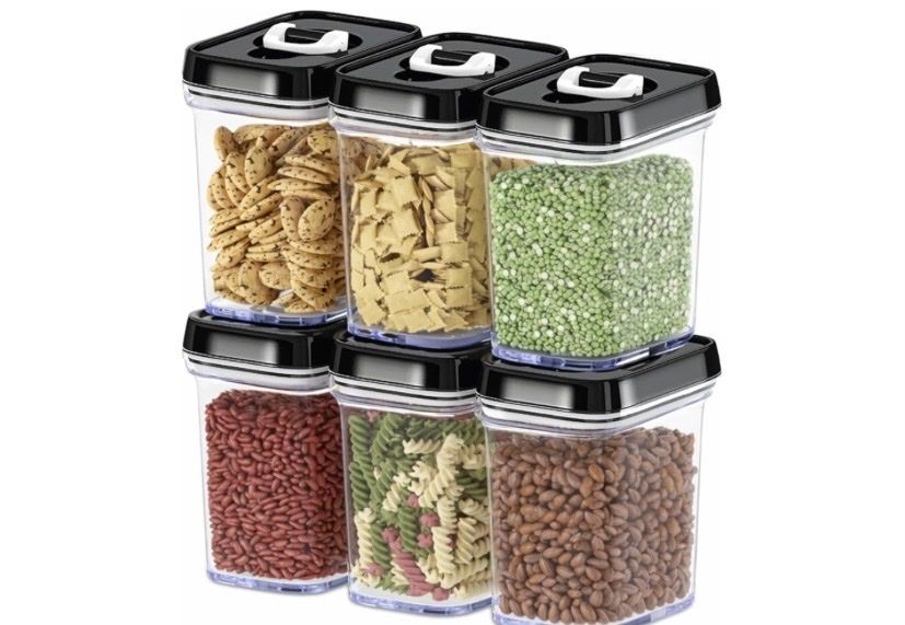 DWËLLZA KITCHEN Airtight Food Storage Containers with Lids – 6 Piece Set Air Tight Kitchen Containers ( the lids are white)