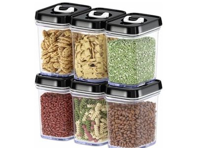 DWËLLZA KITCHEN Airtight Food Storage Containers with Lids – 6 Piece Set Air Tight Kitchen Containers ( the lids are white)