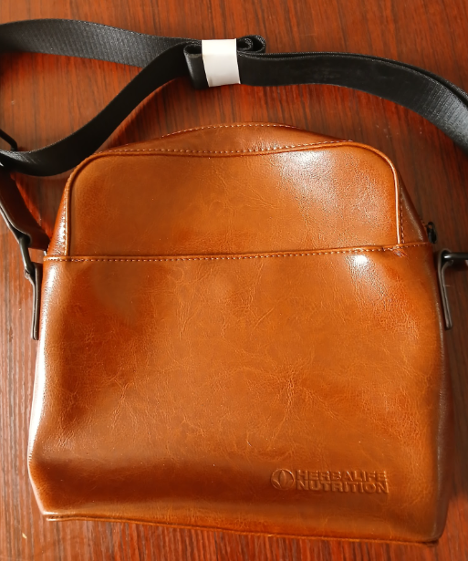 Herbalife Nutrition Brown Faux Leather Crossbody Bag Adjustable Strap-Section A
