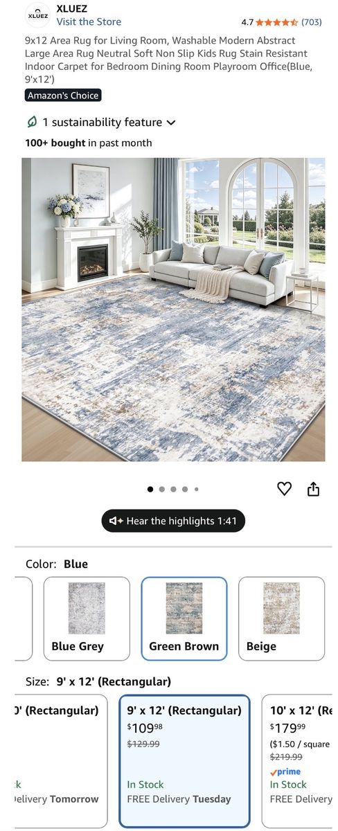 9X12 washable area rug