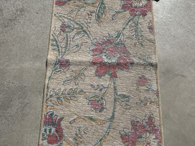 Floral Accent Rug with Fringe Details - Beige, Pink, and Green