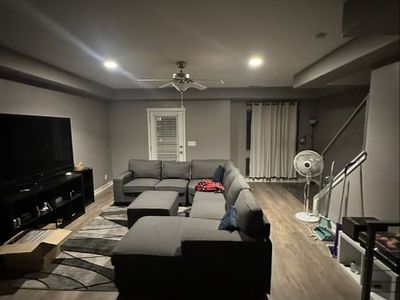 Spacious Gray Fabric Sectional Sofa Couch with Ottoman - Great for Living Rooms