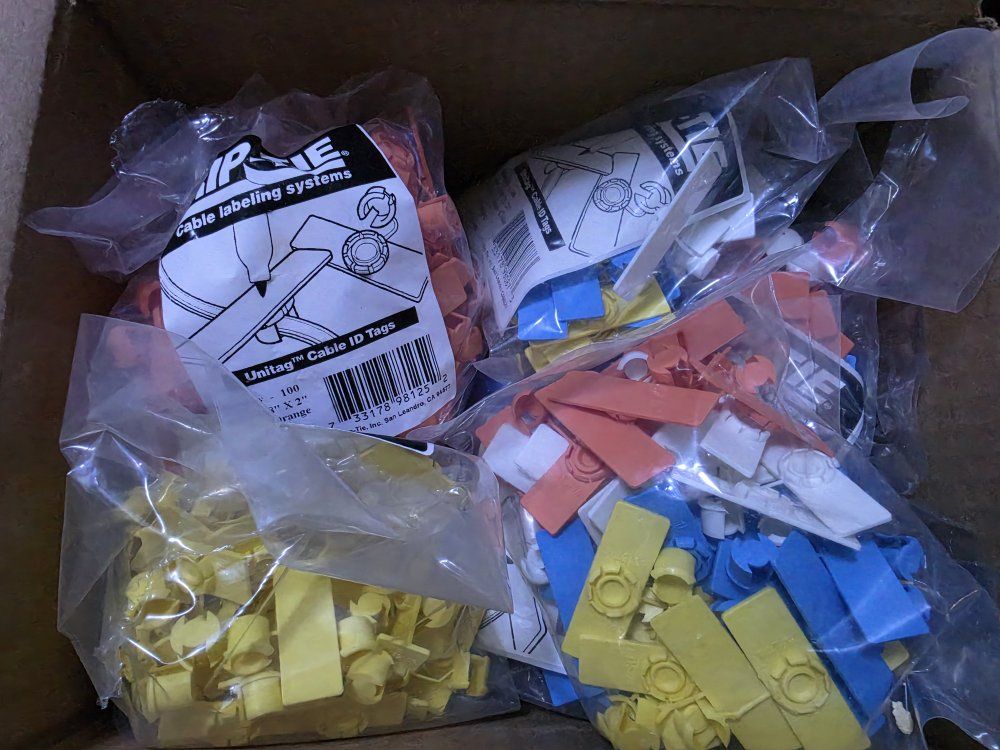 Rip-Tie Unitag Cable ID Tags Assorted Colors and Sizes Bulk Lot