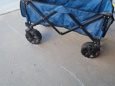 Blue Folding Utility Wagon - Portable Cart for Outdoor Use