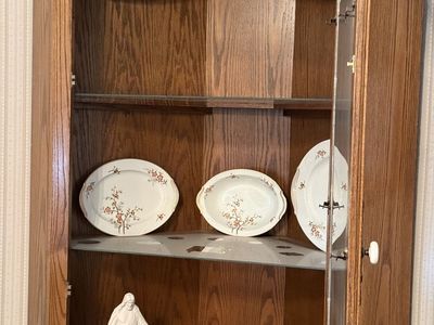 Vintage Corner Curio Cabinet Glass Door Wood Display China Hutch Oak Finish