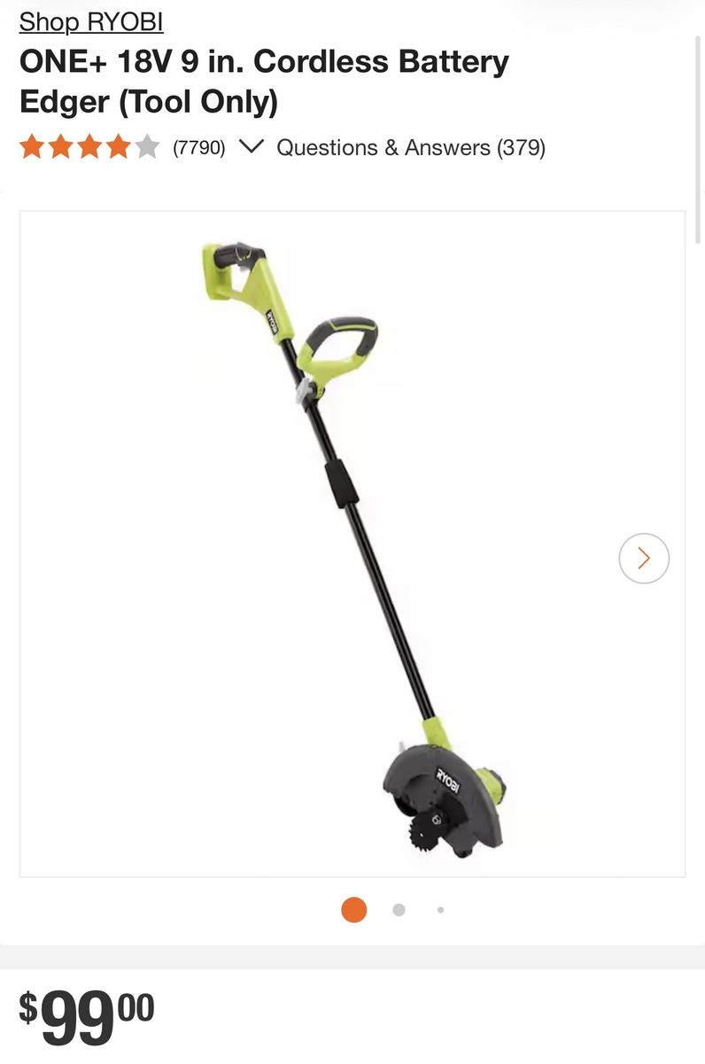 RYOBI ONE+ 18V 9 in. Cordless Lawn Edger (Tool Only)