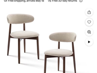 AFO Modern Beige Upholstered Dining Chairs (Set of 2) - Solid Rubberwood, 250lb Capacity