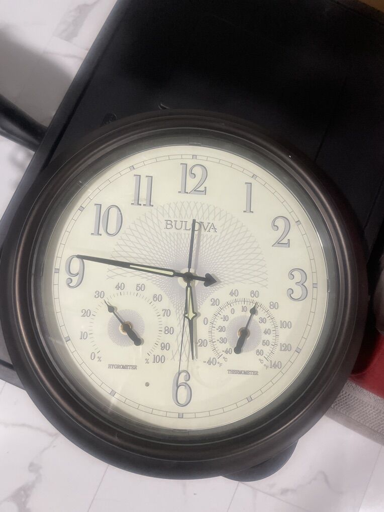 Bulova Wall Clock with Thermometer