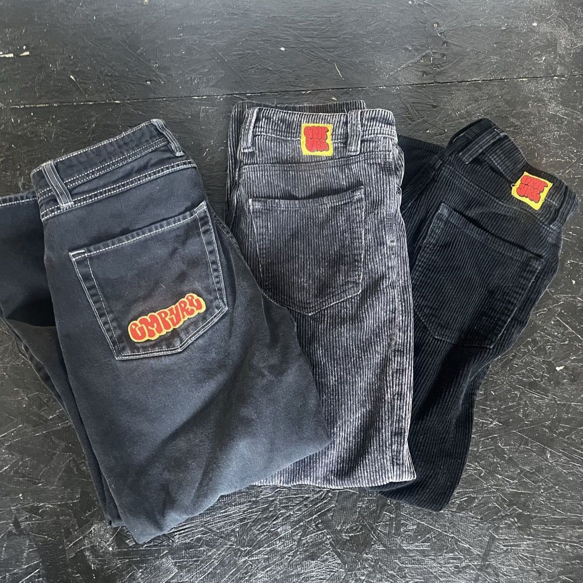 Empyre Empire Pants Set: Black Corduroy (27), Grey Corduroy (27), Black with white Stitch (30) - 3 Pairs