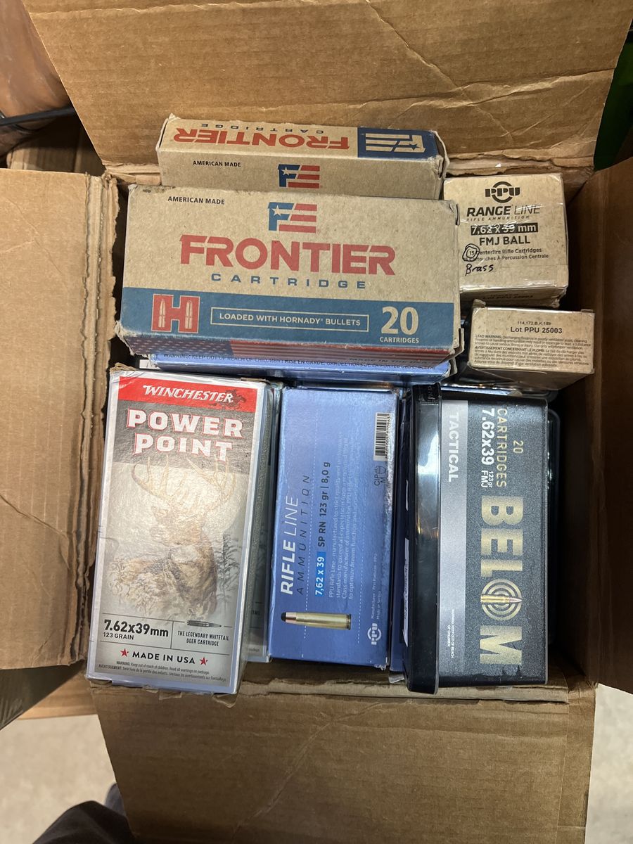 Brass 7.62x39 boxed ammo.