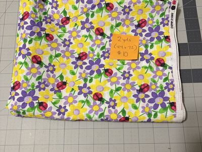 Ladybug and Floral Print Fabric - 2 Yards (44x72)