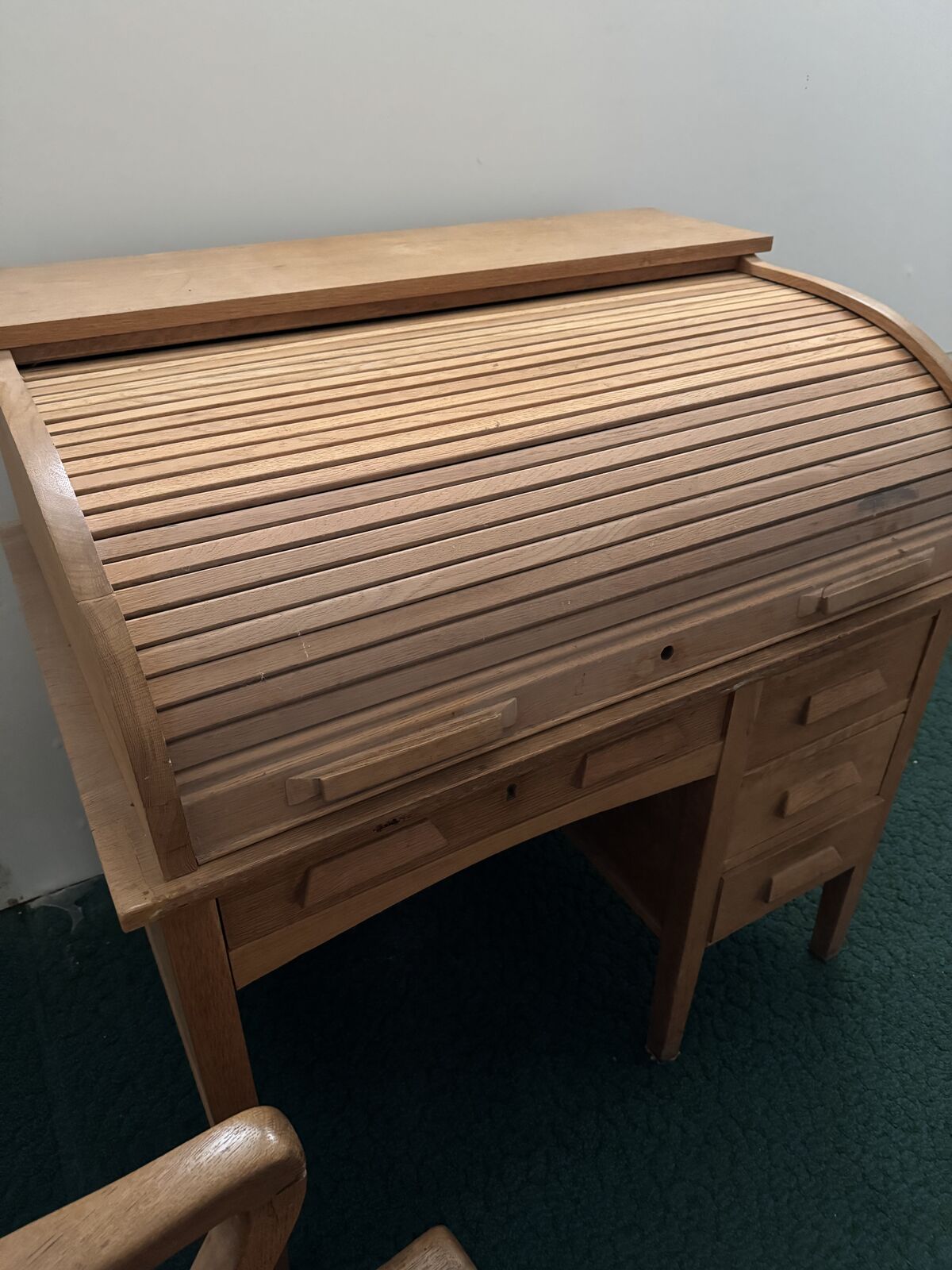 Mid-century Rolltop Desk with Chair