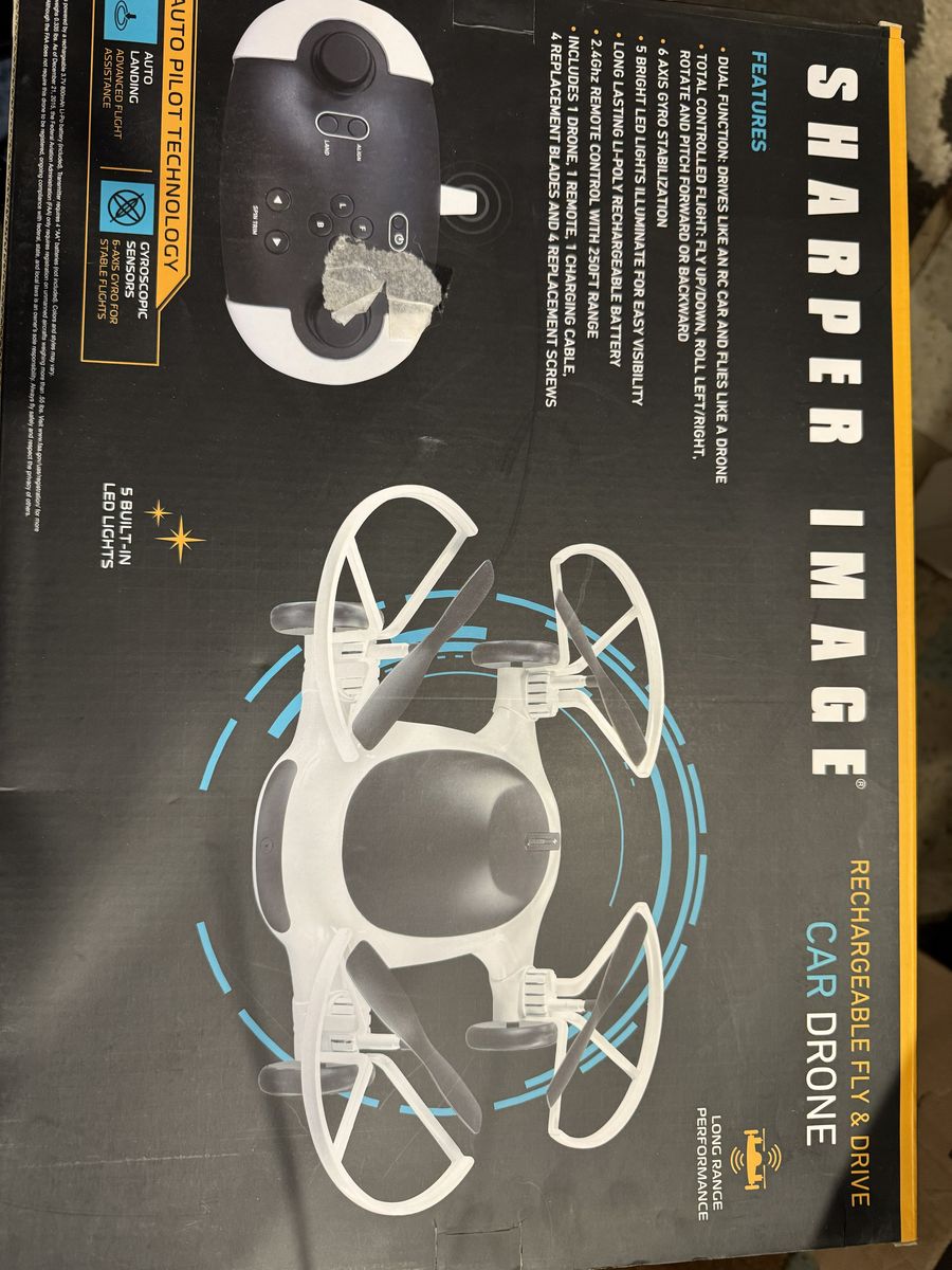 Sharper Image Fly+Drive Dual-Function Vehicle Drone, Black 5.5 in x 5.51 in