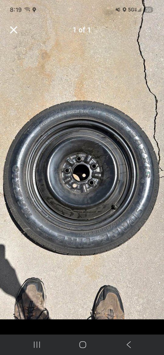 Maxxis T145/80D16 105M Temporary Spare Tire on Rim - Used 5x114.3