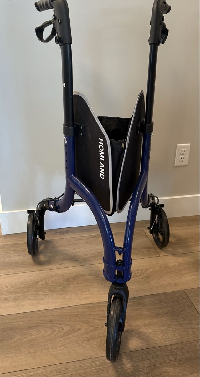Homland Lightweight Foldable 3-Wheel Walker - Blue, Up to 260lbs, Adjustable Height