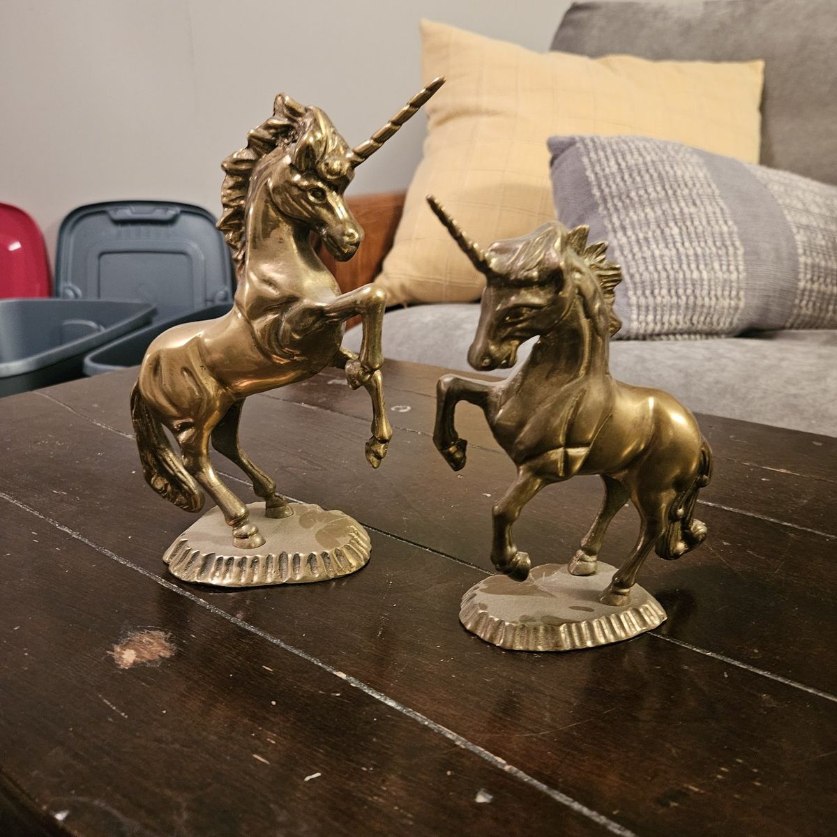 Set of 2 brass unicorns