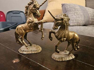 Set of 2 brass unicorns
