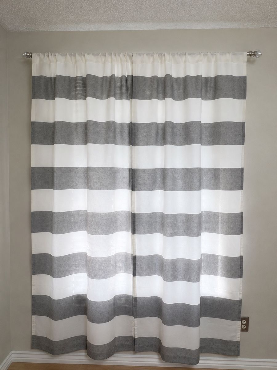 Gray & White Striped Curtains