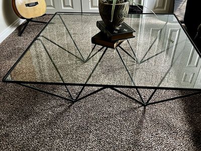 Glass and black metal coffee table!