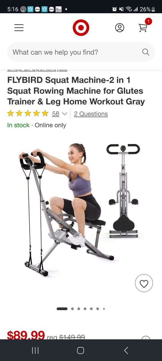 FLYBIRD 2-in-1 Squat Machine & Rowing Machine Glutes Trainer Home Workout
