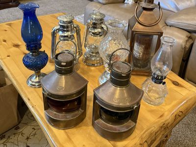 Vintage Brass Nautical Navigation Lanterns - Port (Red) & Starboard (Green) Pair - Boat Ship Decor