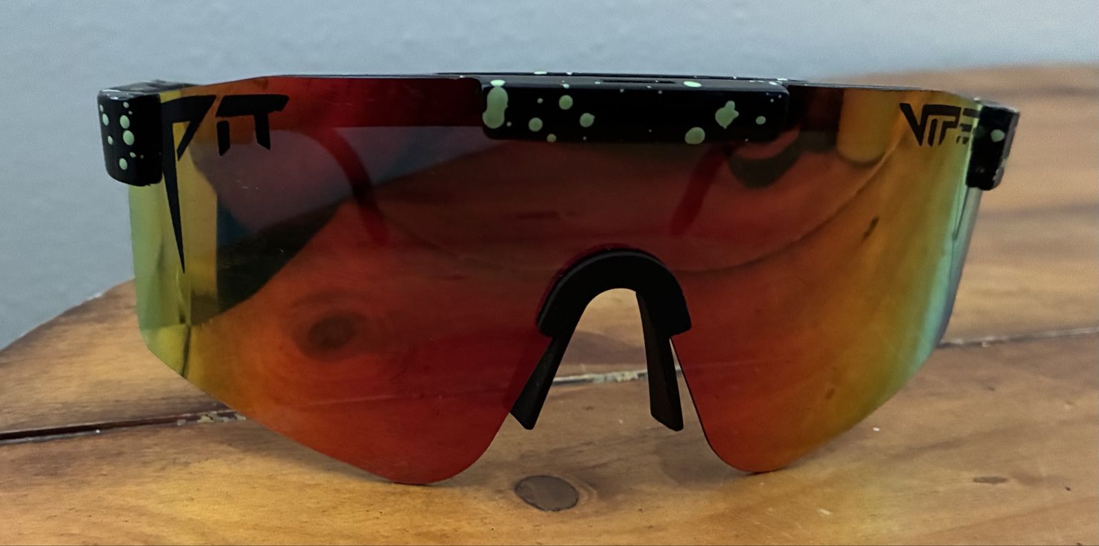 Pit Viper The Originals Glasses Sunglasses Black with Neon Green Splatter Mirror Lens