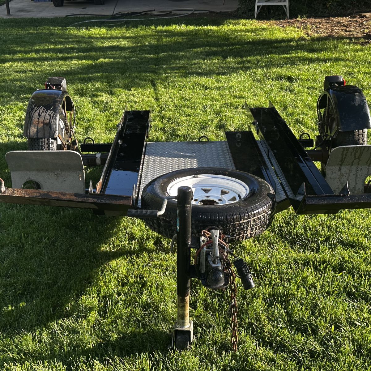 Super heavy duty 2 rail motorcycle trailer