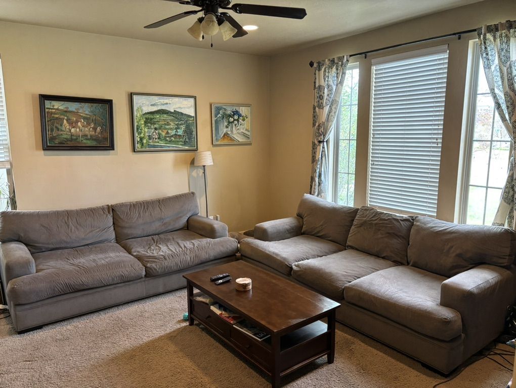 Brown-Gray Lounging Sofa - Clean