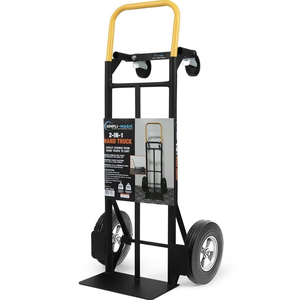 SIMPLI-MAGIC 2-in-1 Convertible Hand Truck & 4-Wheeled Platform Dolly, 800lb Capacity