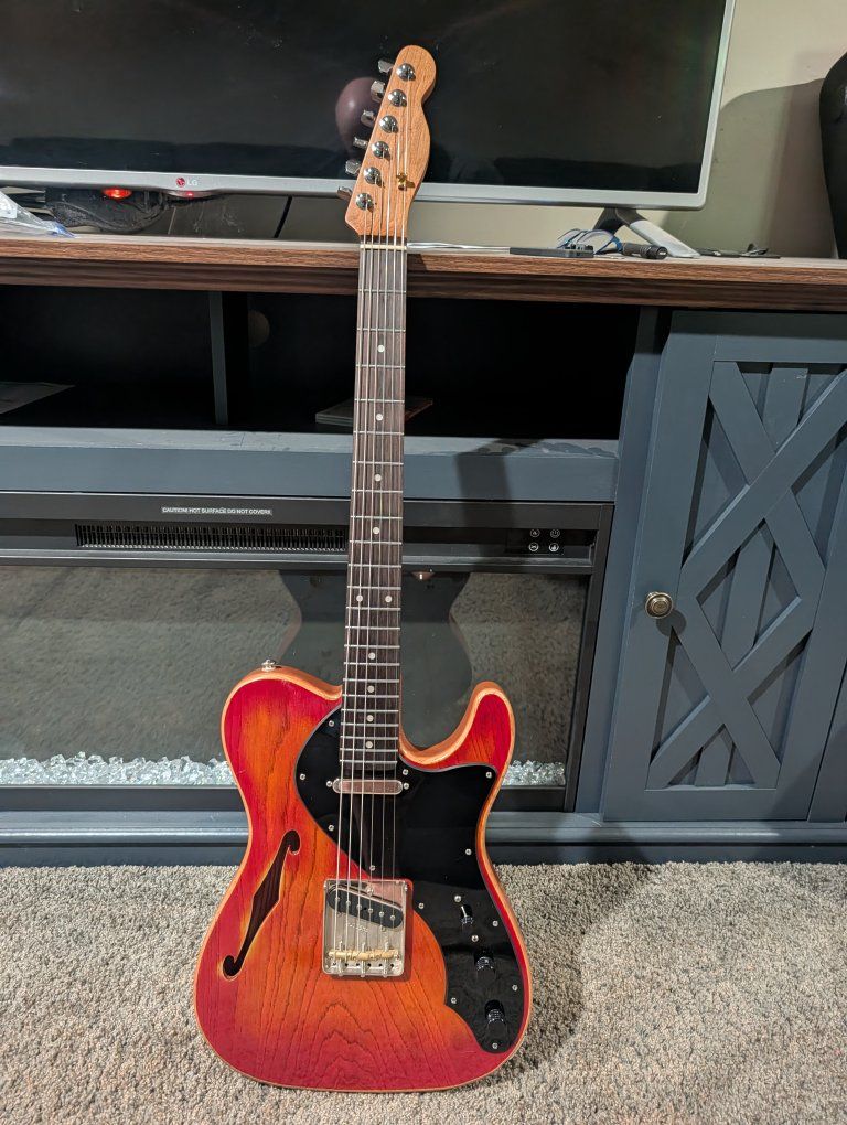 Custom Semi-Hollow WarmothThinline Telecaster  Electric Guitar - Cherry Sunburst Finish, Rutters Bridge