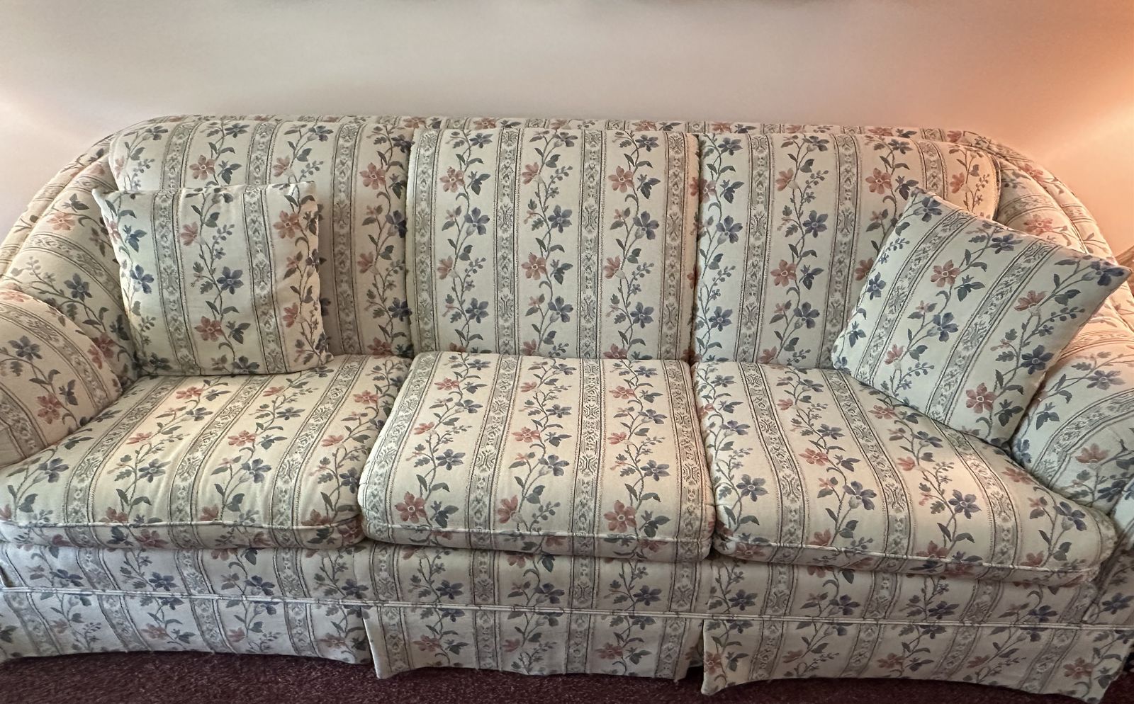 Floral Striped Fabric Sofa Couch