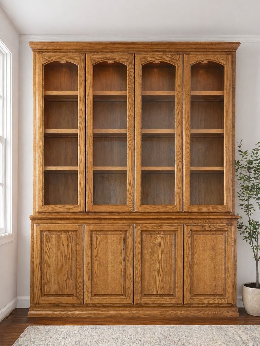 China Hutch - Solid Wood - Warm Oak Finish