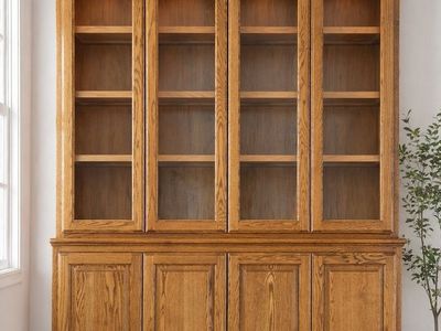 China Hutch - Solid Wood - Warm Oak Finish