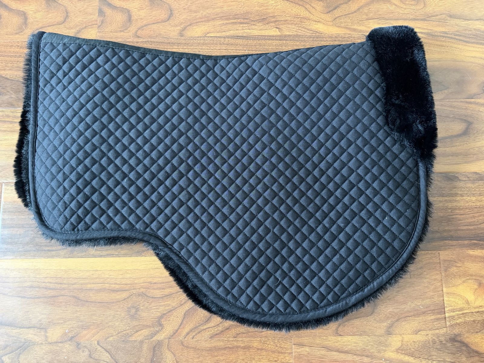 Thinline Western Endurance Drop Rigging Fleece Black Quilted Saddle Pad with Faux Fur Trim