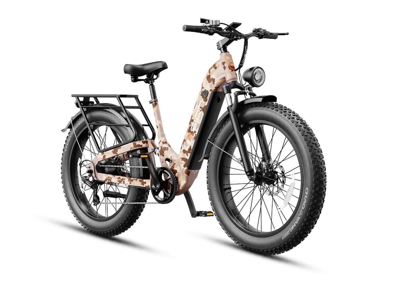 Jasion Electric Fat Bike Camo All-Terrain E-Bike with Rear Rack