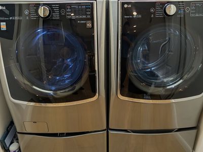 LG Washer Dryer Set Front Load Smart Wi-Fi Enabled w/ Pedestal and Pedestal Washer
