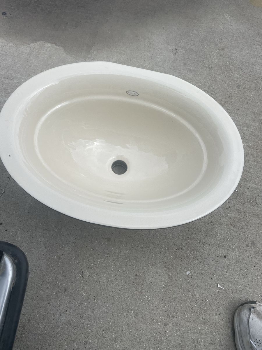 Kohler under mount Bathroom Sink - Oval, Tan/Off-white, Used Good Condition