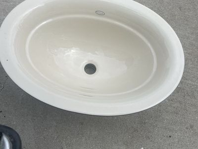 Kohler under mount Bathroom Sink - Oval, Tan/Off-white, Used Good Condition