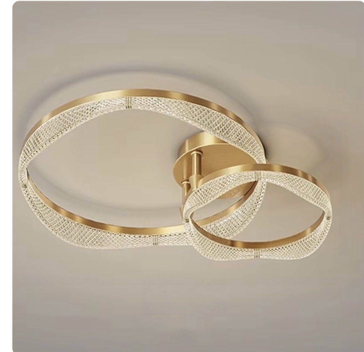 Modern LED Flush Mount Ceiling Light, Golden Warm White, 2-Ring Design, Dimmable