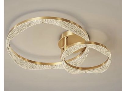Modern LED Flush Mount Ceiling Light, Golden Warm White, 2-Ring Design, Dimmable